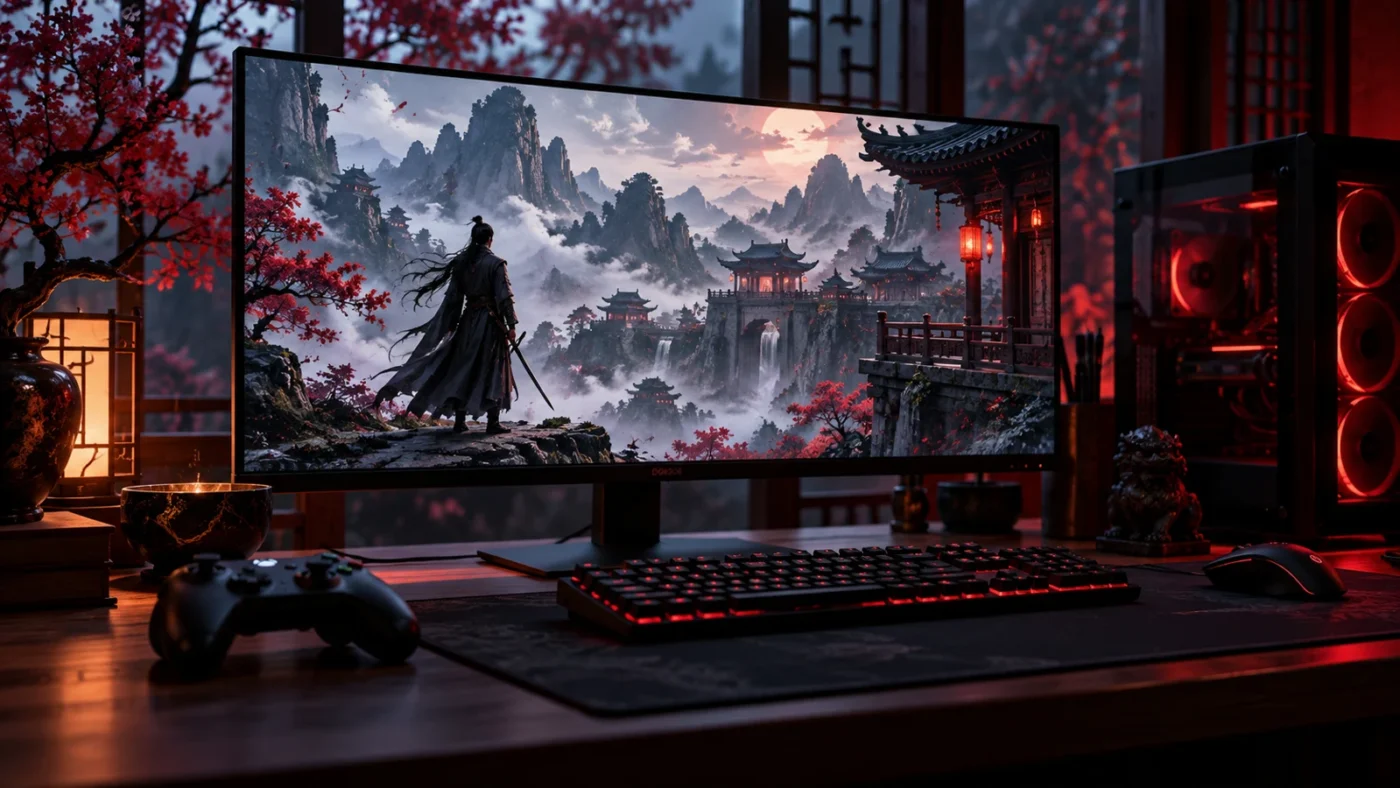 Gaming PC and controller illustrating the Phantom Blade Zero U.S. release time and launch checklist